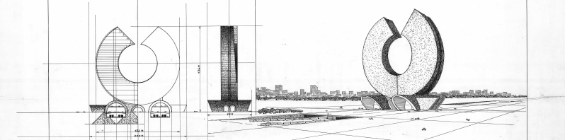 The sculpture - architecture designed by Marino di Teana: the project of a monument for the city of Melbourne, Australia. Competition performed in 1979.